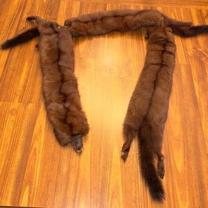 Vintage Brown Fur Mink Stole / Scarf